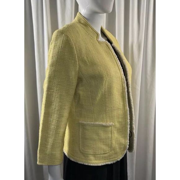 Ann Taylor Loft Tweed 3/4 Sleeves Blazer, Yellow, Sz: M, 78-35 - Picture 4 of 16